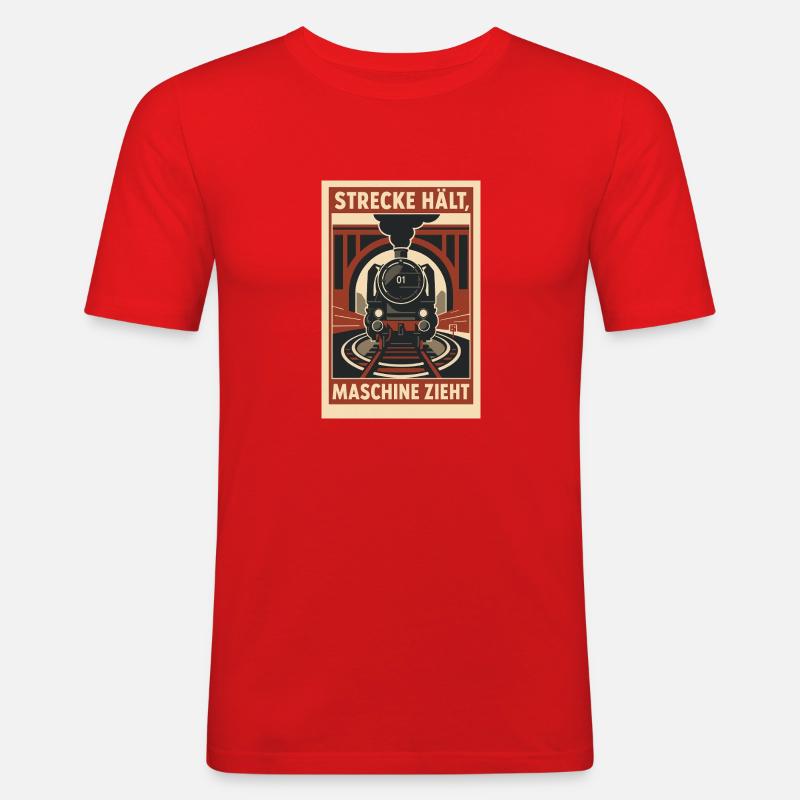 Railway Track Holds Machine Pulls - Men's Slim Fit T-Shirt - red