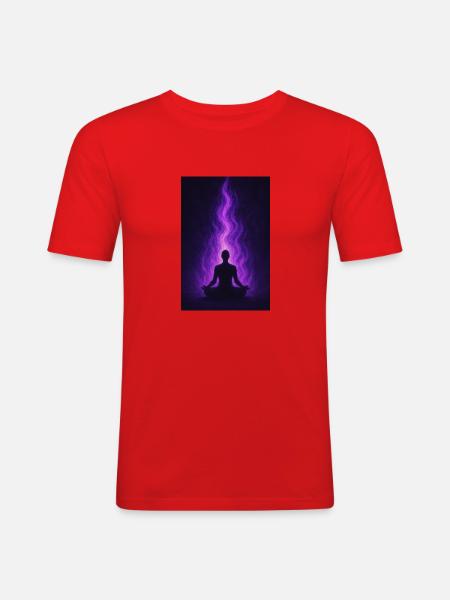 Violette Flammen-Meditation - Männer Slim Fit T-Shirt - Rot