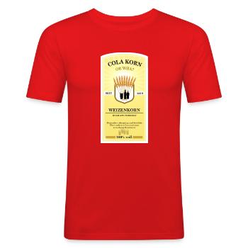 Cola Korn in Weizenkorn Edition - Männer Slim Fit T-Shirt - Rot - Vorne - Jaron (178cm)
