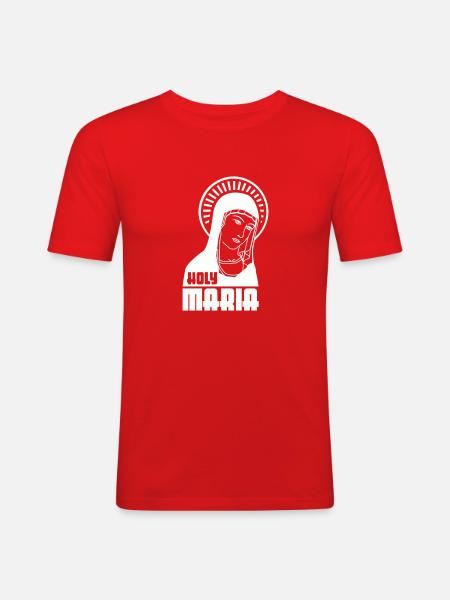 Holy Maria - Männer Slim Fit T-Shirt - Rot