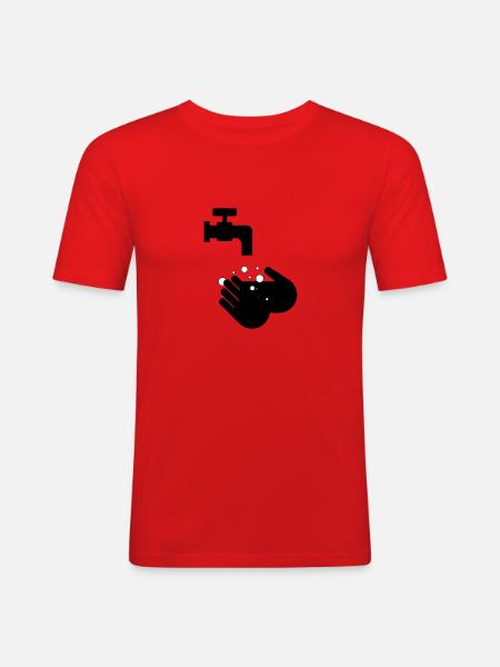Hände waschen - Männer Slim Fit T-Shirt - Rot