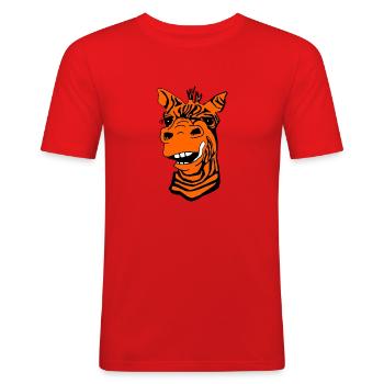 Lustige Giraffe orange - Männer Slim Fit T-Shirt - Rot - Vorne - Jaron (178cm)