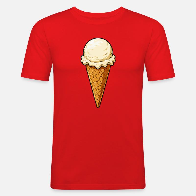 Vanille Eis Kugel - Männer Slim Fit T-Shirt - Rot