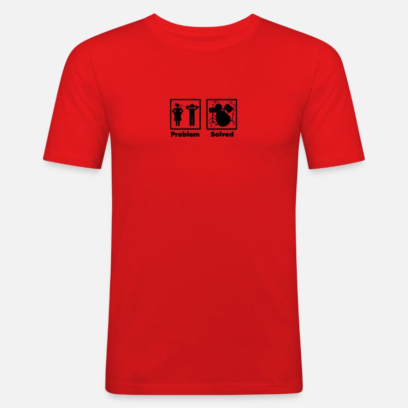 problem solved DRUMMER SCHLAGZEUG drums - Männer Slim Fit T-Shirt - Rot