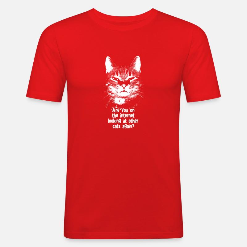 Internet-Katze - Männer Slim Fit T-Shirt - Rot