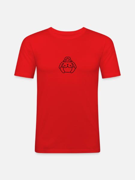 Naked Fat Woman - Men's Slim Fit T-Shirt - red