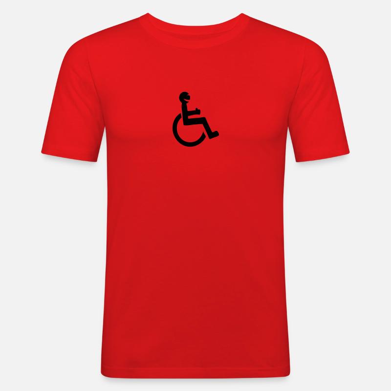 Rollstuhl Spaß im Behindertenrollstuhl - Männer Slim Fit T-Shirt - Rot