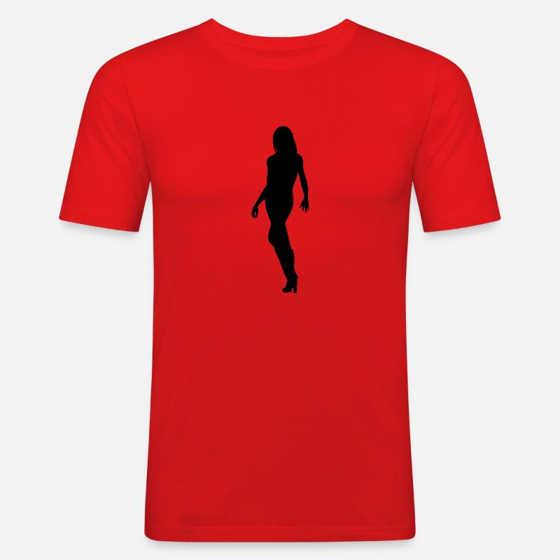 Frau Körper Silhouette Vektor-Design - Männer Slim Fit T-Shirt - Rot