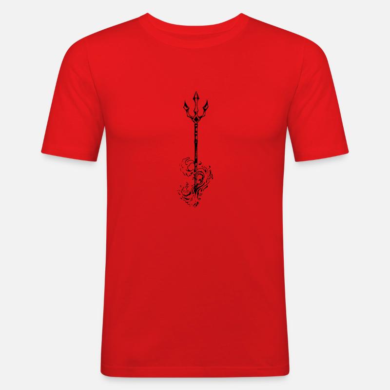 Dreizack - Männer Slim Fit T-Shirt - Rot