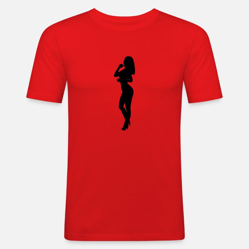 Frau Körper Silhouette Vektor-Design - Männer Slim Fit T-Shirt - Rot