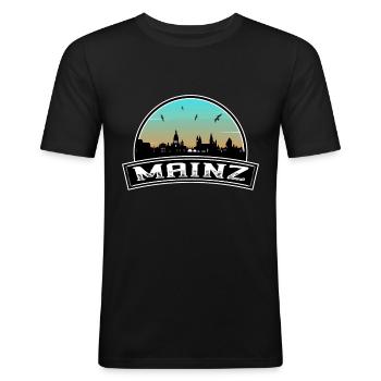 Mainz Germany Skyline German Souvenir - Men's Slim Fit T-Shirt - black - Front - Nik (191cm)
