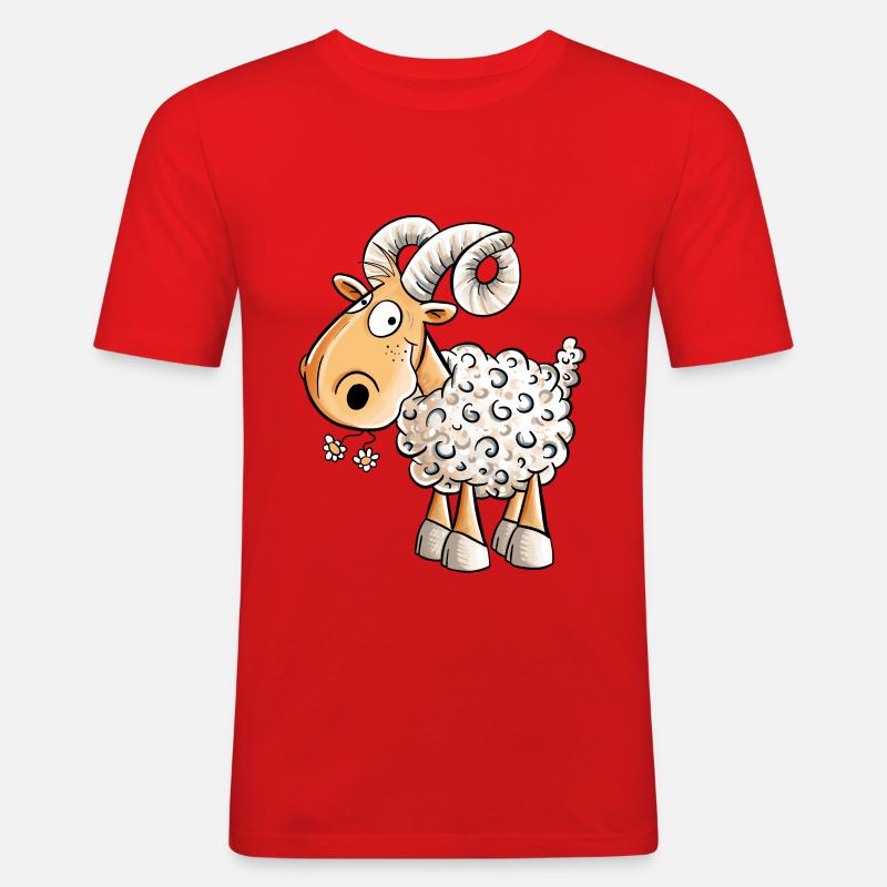 Happy Widder I Schafbock I Schaf - Männer Slim Fit T-Shirt - Rot