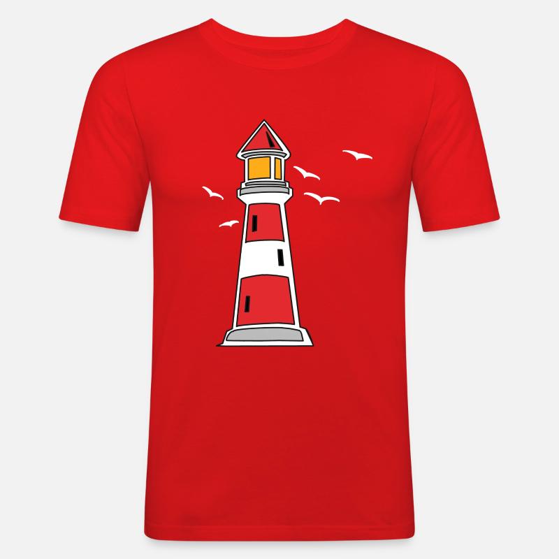 Leuchtturm See Küste maritim - Männer Slim Fit T-Shirt - Rot