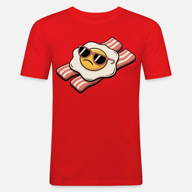 Bacon and egg - Breakfast Breakdown - Männer Slim Fit T-Shirt - Rot