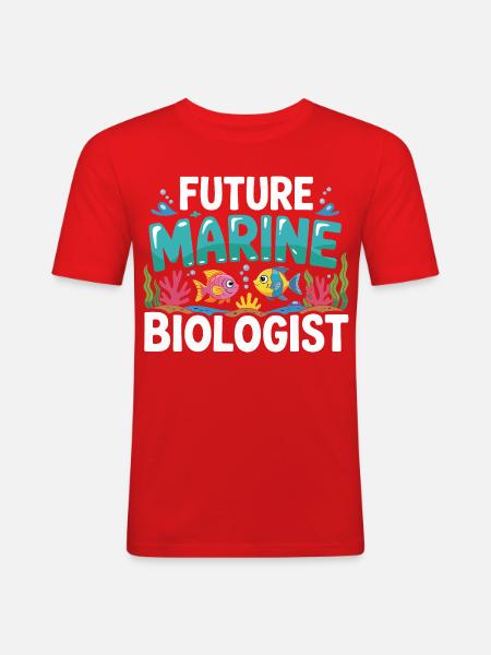 Future Marine Biologist with Fish - Men's Slim Fit T-Shirt - red
