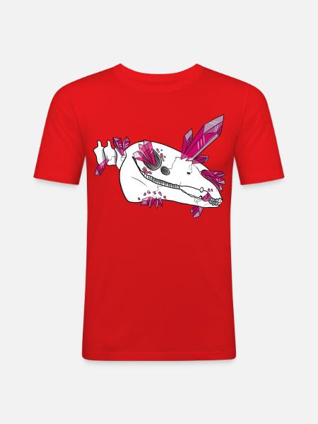 Kristallschädel - Pferd (von Leni Riosa) - Männer Slim Fit T-Shirt - Rot