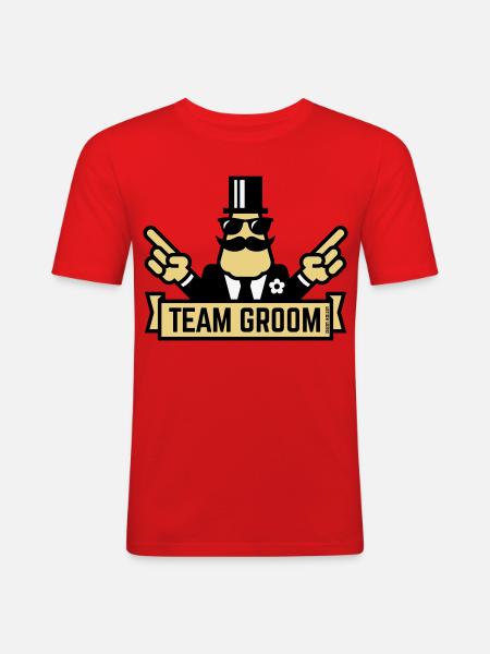 Team Groom (Pointing Stag Night Bachelor Party 3C) - Men's Slim Fit T-Shirt - red