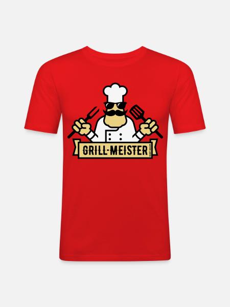 Grillmeister (Grilling / Barbecue / BBQ / 3C) - Men's Slim Fit T-Shirt - red