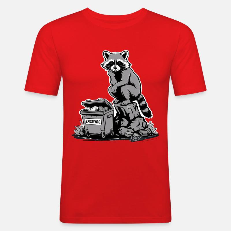 Existenz Waschbärmüllcontainer - Männer Slim Fit T-Shirt - Rot