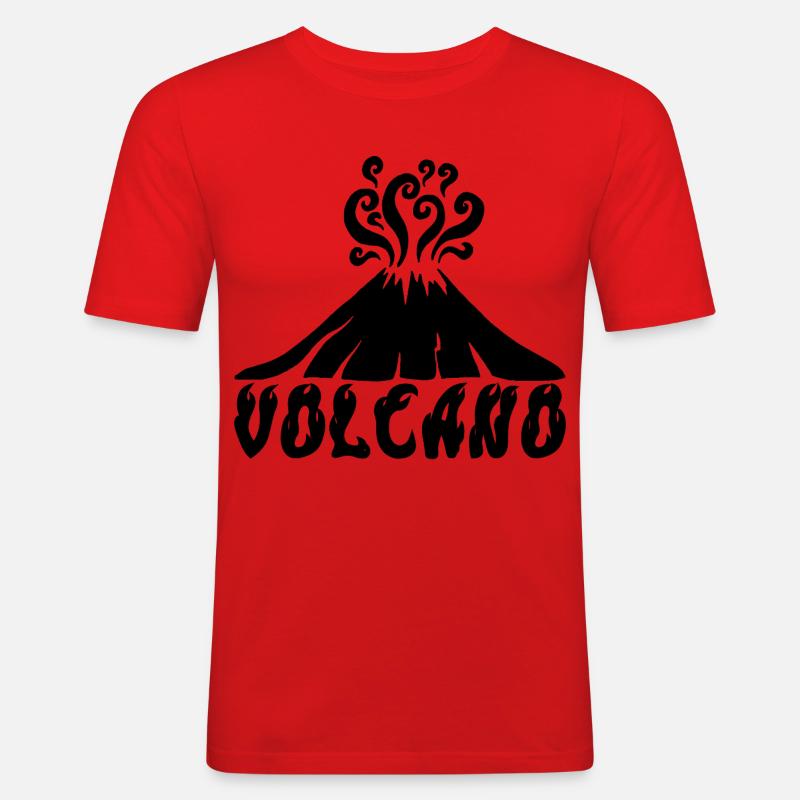 Schwarzer Vulkan - Männer Slim Fit T-Shirt - Rot