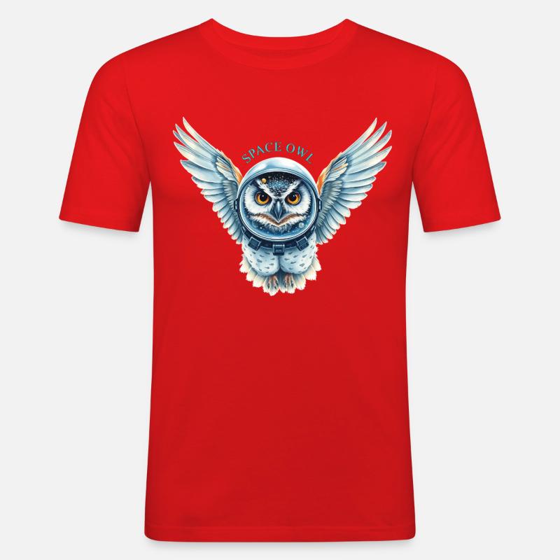 Chouette spatiale en combinaison spatiale - T-shirt près du corps Homme - rouge