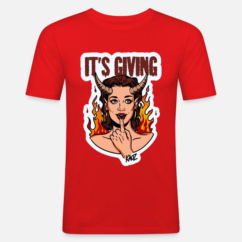 Devilish Diva Flame - Men's Slim Fit T-Shirt - red