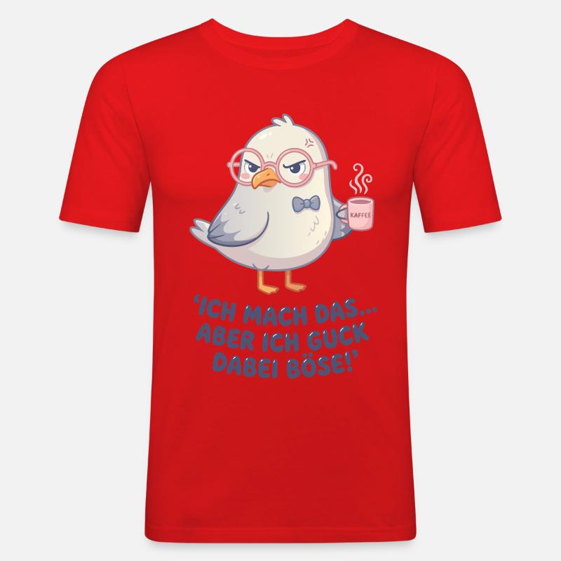 Möwe Kaffee Spruch - Männer Slim Fit T-Shirt - Rot