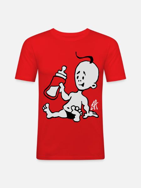 Baby with a milk bottle - Men's Slim Fit T-Shirt - red