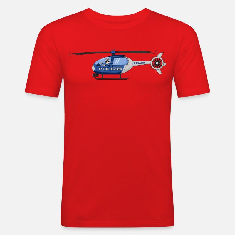 Polizei Hubschrauber Pilot - Männer Slim Fit T-Shirt - Rot