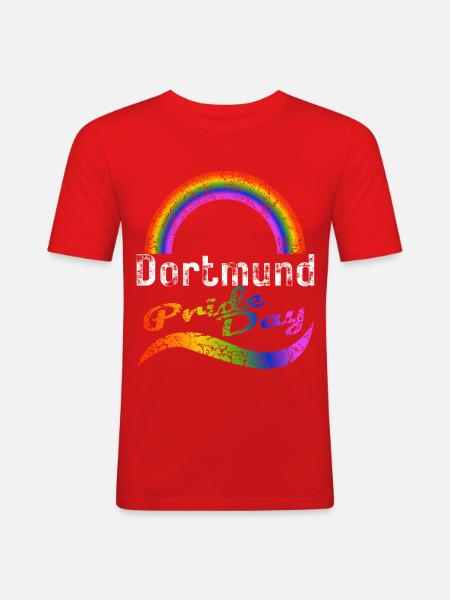 Pride Day Dortmund LGBTQ+ CSD Gay Queer Liebe Spr - Männer Slim Fit T-Shirt - Rot
