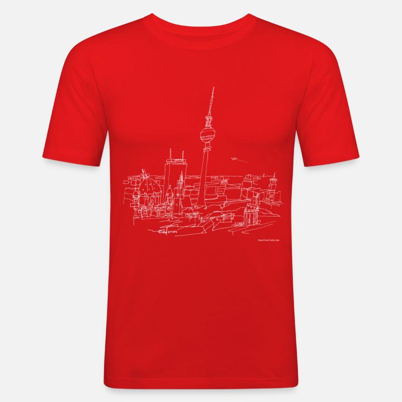 Berlin Panorama (w) - Männer Slim Fit T-Shirt - Rot