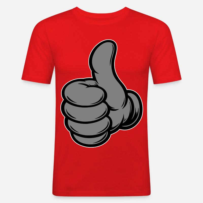 OK Comic Daumenhoch Handsymbol grau - Männer Slim Fit T-Shirt - Rot