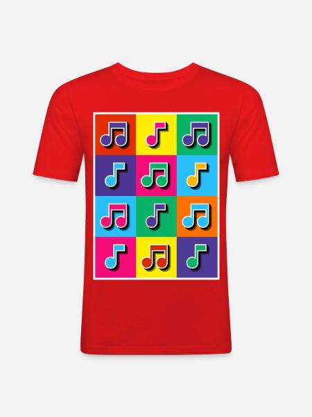 Pop Art Music Notes Mosaic - Men's Slim Fit T-Shirt - red