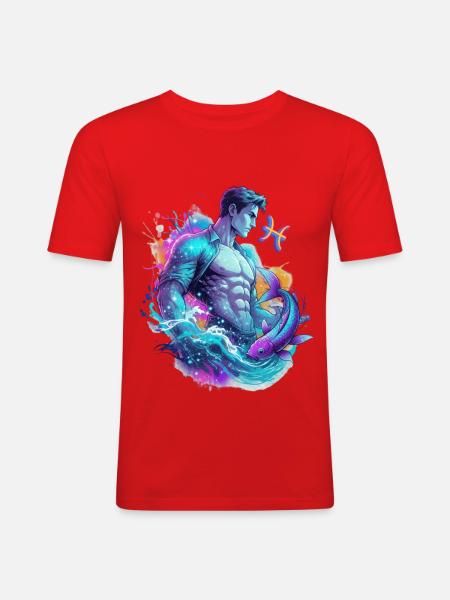 Pisces Man – Astrology Gift - Men's Slim Fit T-Shirt - red