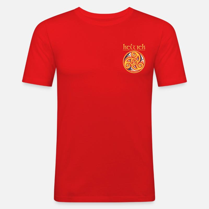 Triskell Keltiek giallo - Maglietta aderente da uomo - rosso