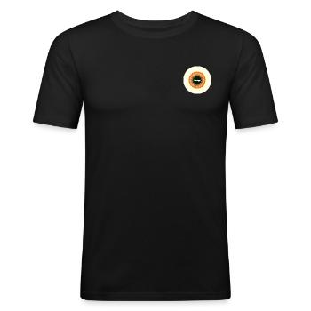 logo Officiel - T-shirt près du corps Homme - noir - Devant - Nik (191cm)