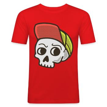 Skater Skull - Männer Slim Fit T-Shirt - Rot - Vorne - Jaron (178cm)