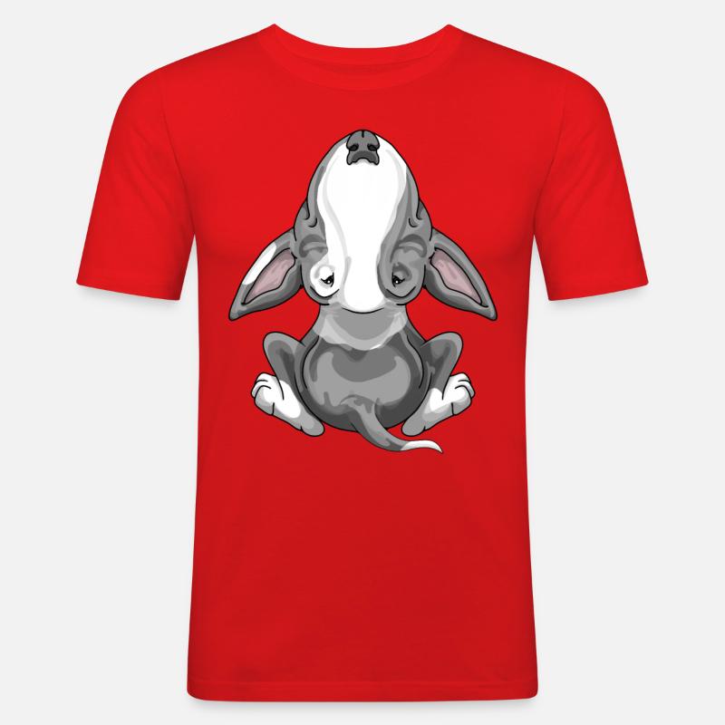 Bullterrier bekämpft graue Flecken - Männer Slim Fit T-Shirt - Rot