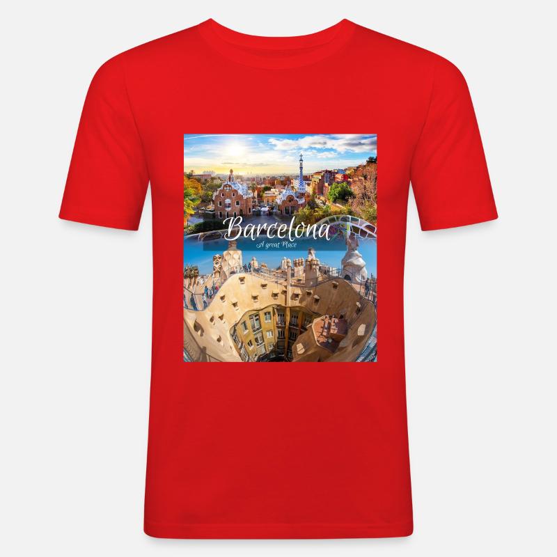 Berühmte Städte, famouscity59 - Männer Slim Fit T-Shirt - Rot