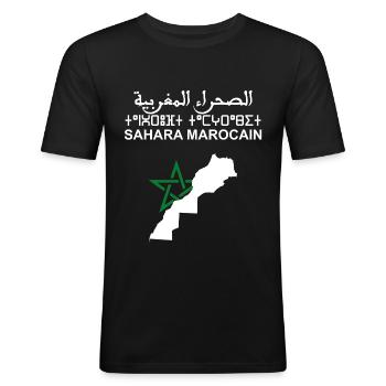 Sahara marocain - T-shirt près du corps Homme - noir - Devant - Nik (191cm)