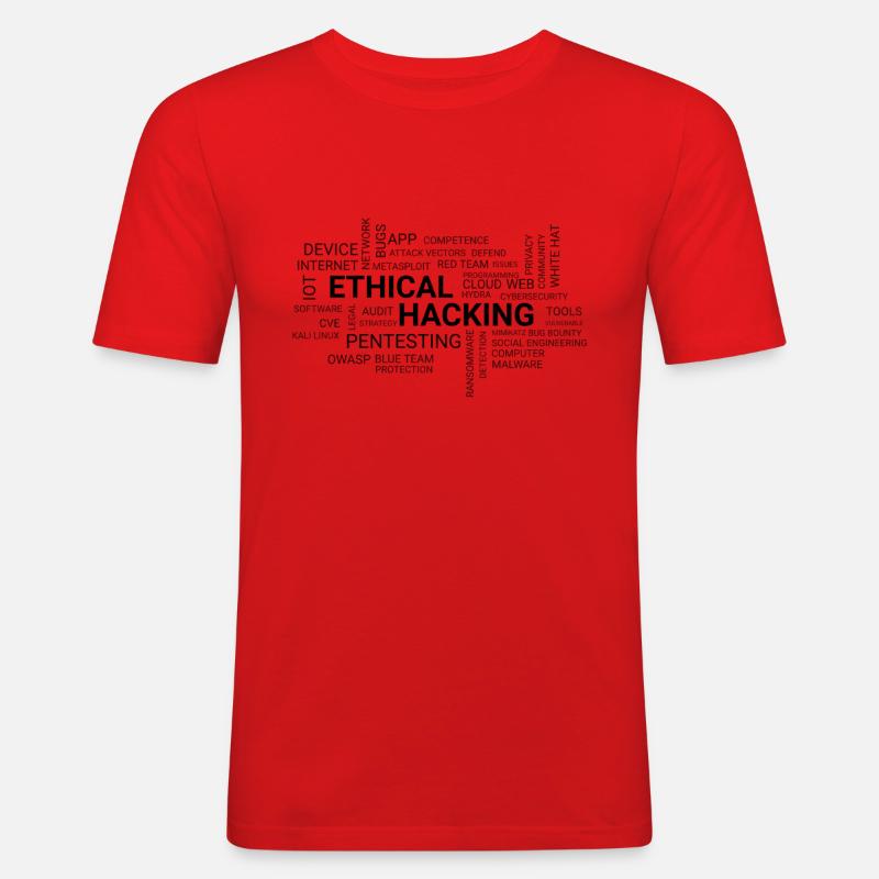 Ethical Hacking Wordcloud | Hacker design - T-shirt près du corps Homme - rouge