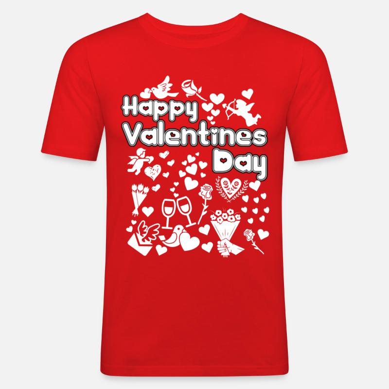 Saint-Valentin, Saint-Valentin, Saint-Valentin - T-shirt près du corps Homme - rouge