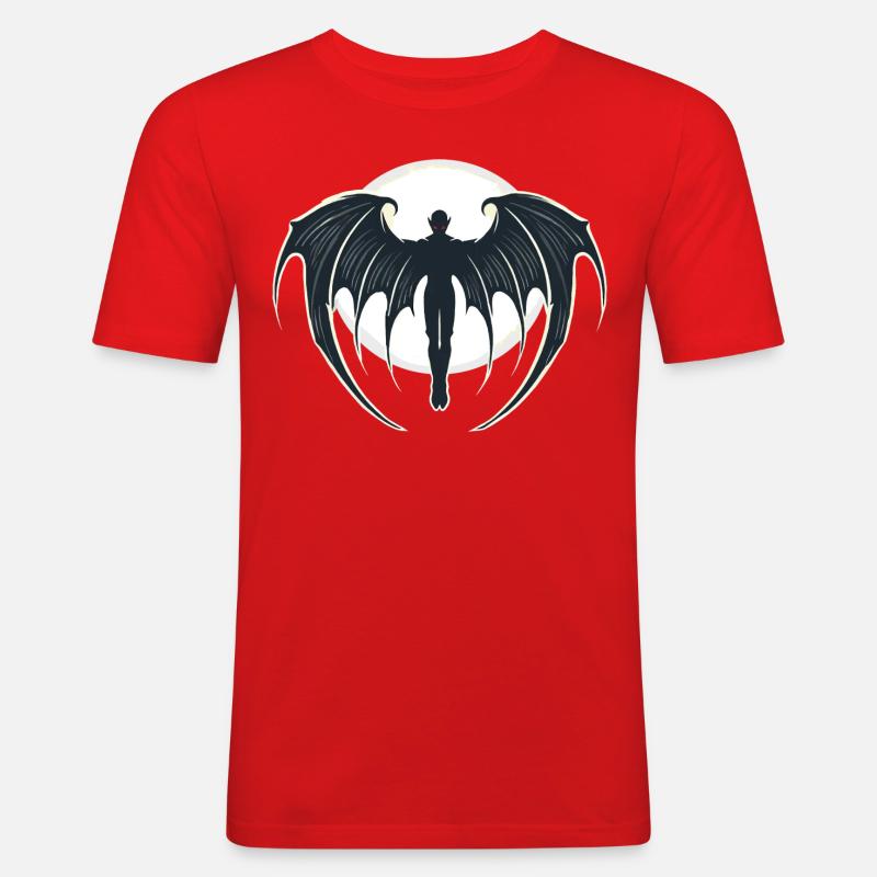Vampir, Halloween, Mond - Männer Slim Fit T-Shirt - Rot