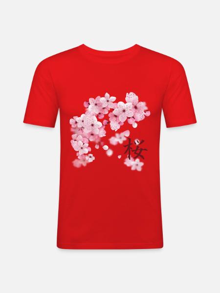 Fiori di ciliegio giapponesi - Sakura - Maglietta aderente da uomo - rosso