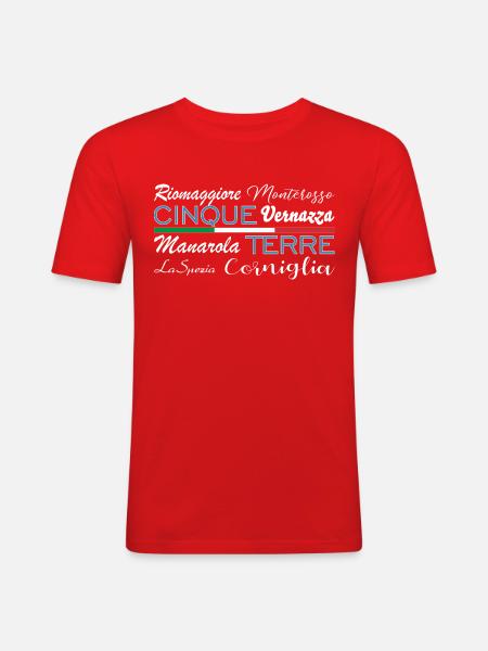 Cinque Terre, Italia - Männer Slim Fit T-Shirt - Rot