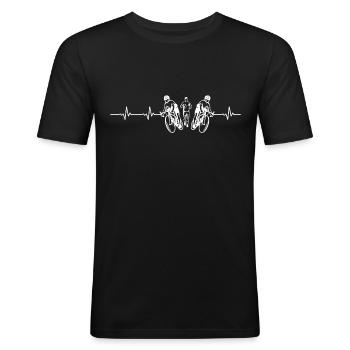 Battement de Coeur Sport Duathlon - Course - T-shirt près du corps Homme - noir - Devant - Nik (191cm)