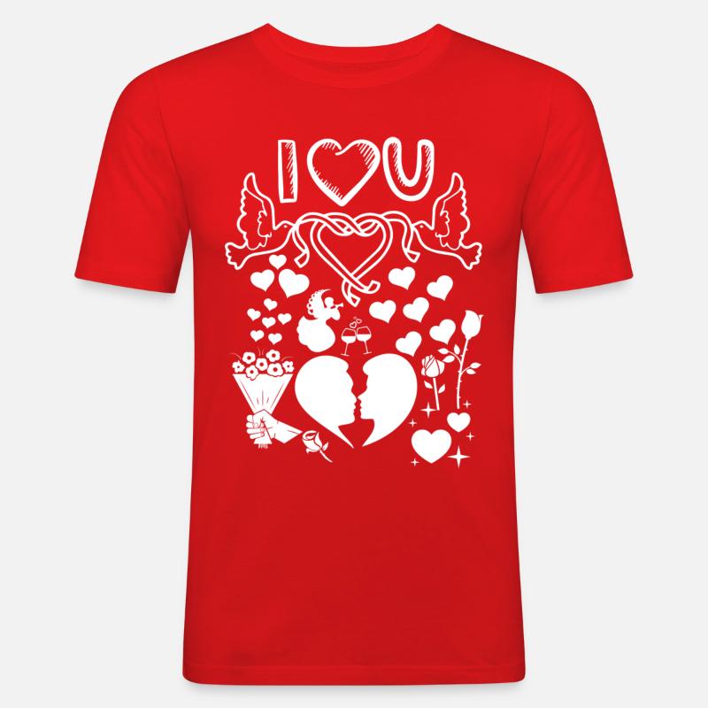 Saint-Valentin, Saint-Valentin, Saint-Valentin - T-shirt près du corps Homme - rouge
