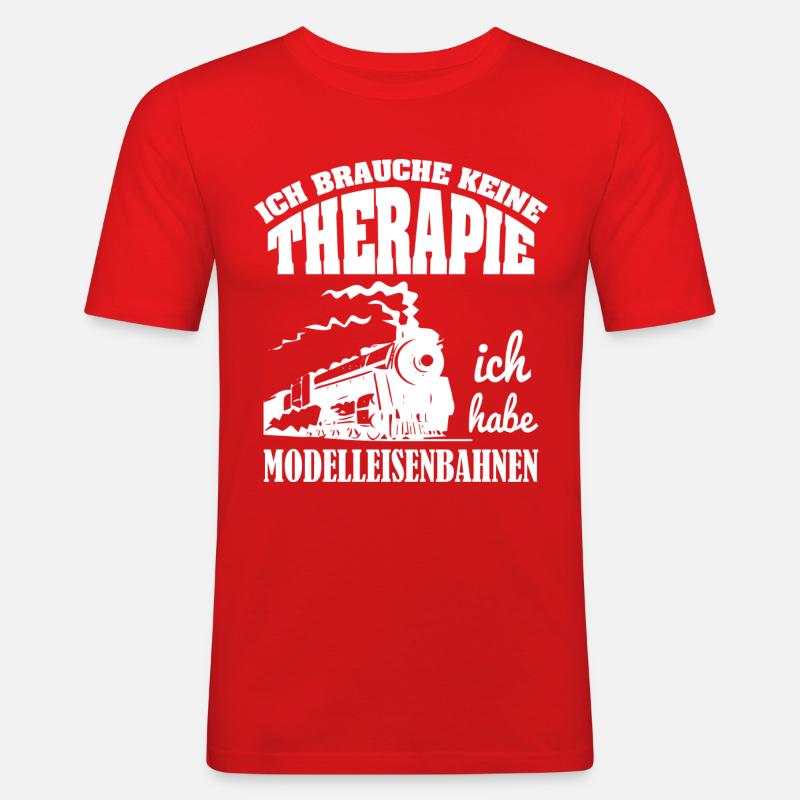 Modelleisenbahn - Männer Slim Fit T-Shirt - Rot