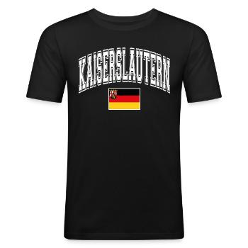 Kaiserslautern - Männer Slim Fit T-Shirt - Schwarz - Vorne - Nik (191cm)