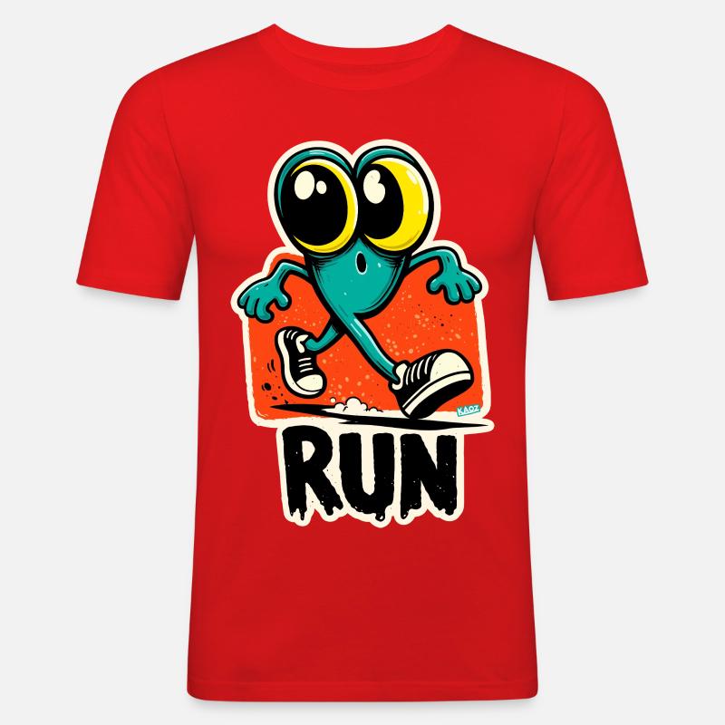 Run Frog Pop Art - Maglietta aderente da uomo - rosso